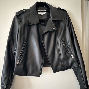The Drop Faux Leather Biker Jacket Size Small. EUC